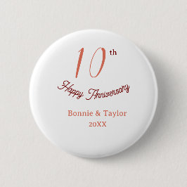 10th wedding anniversary peach pastel name retro b button