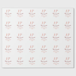 10th wedding anniversary peach pastel name retro b geschenkpapier
