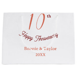 10th wedding anniversary peach pastel name retro b große geschenktüte