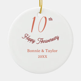 10th wedding anniversary peach pastel name retro b keramik ornament