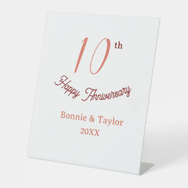 10th wedding anniversary peach pastel name retro b sockelschild
