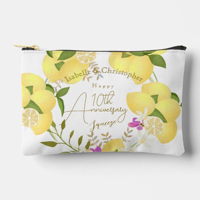 10th Wedding Anniversary Summer Lemon Squeeze  Zubehörtasche (Vorderseite)