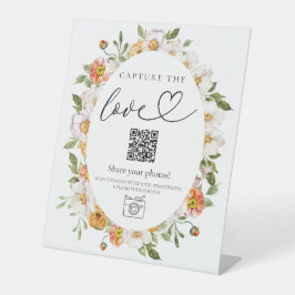 10x12 Foto signieren Blumenhochzeit QR-Code Sockelschild
