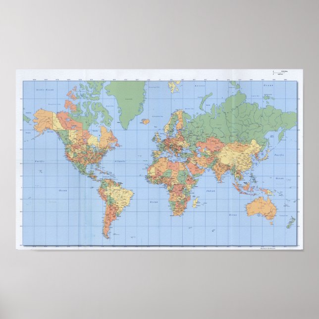 10x16 World Maps, gedrucktes Map Poster (Vorne)