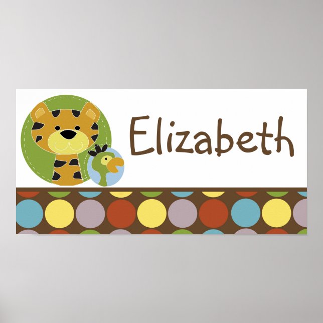 10x20 Kinderzimmer Art Name Print Jungle Tales Saf Poster (Vorne)