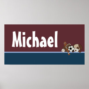 10x20 Kinderzimmer Art Name Print Lil League Welpe Poster