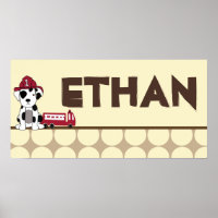 10x20 Kinderzimmer Art Name Print Nojo Feuer Motor