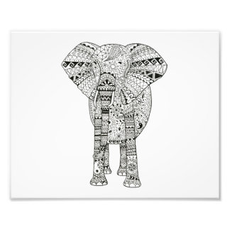 10x8 Hand Illustrierter Künstlerischer Elefant Pen Fotodruck