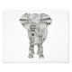 10x8 Hand Illustrierter Künstlerischer Elefant Pen Fotodruck (Vorne)