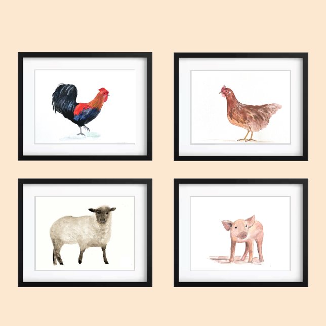10x8 Niedliche Landtiere Aquarelltiere Set (Von Creator hochgeladen)
