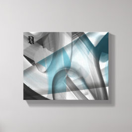 10x8" Trend Abstrakt Art Leinwand Schwarz-weiß Blu