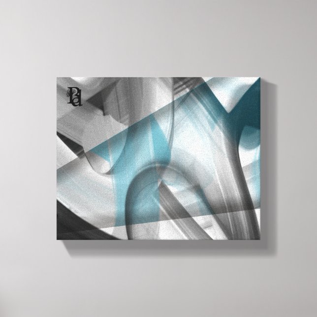 10x8" Trend Abstrakt Art Leinwand Schwarz-weiß Blu (Vorderseite)