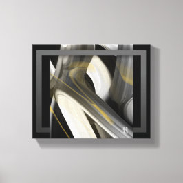 10x8" Trend Abstrakt Art Leinwand Schwarz-weiß Gol