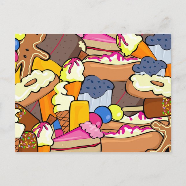 1104 BAKING LECKEREIEN VERNICHTEN DOUGHNUTS MUFFI POSTKARTE (Vorderseite)