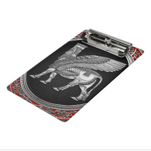 [110] Assyrian Winged Bull - Silver Lamassu Mini Klemmbrett