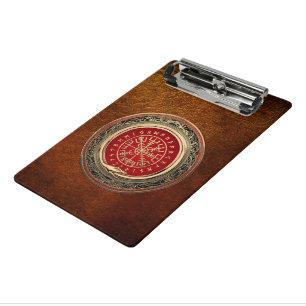 [110] Vegvisir - Viking Gold Magic Runic Compass Mini Klemmbrett