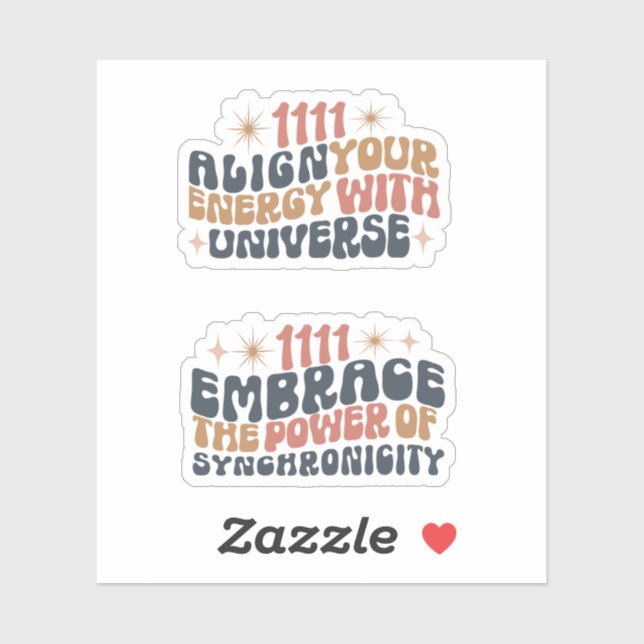 1111-Gesetz der Anziehung - Pack von zwei Groovy T Aufkleber (Blatt)