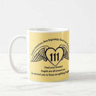 111 Engel-Nummern Zitronengelbe Affirmation Name Kaffeetasse