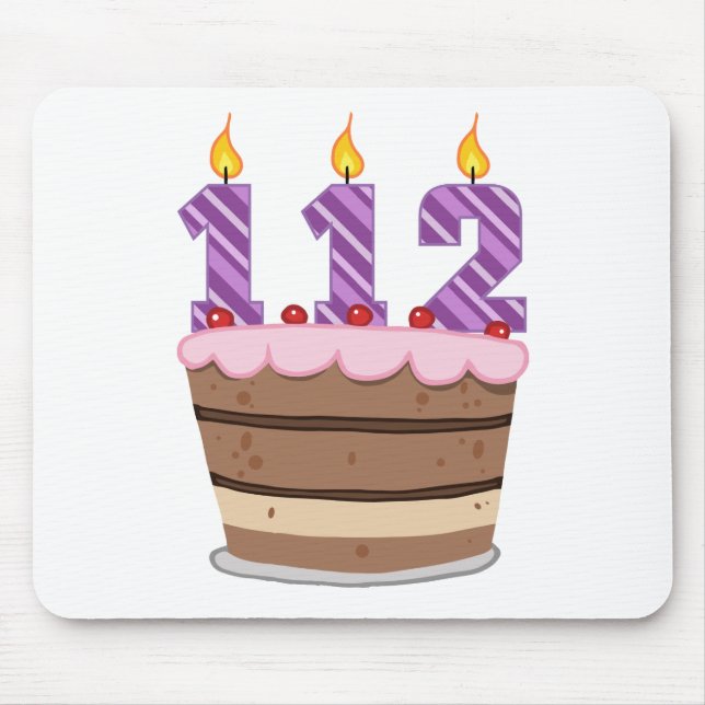 112 Age on Birthday Cake Mousepad (Vorne)