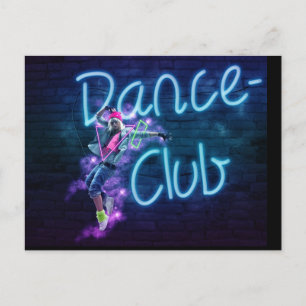 115 NEON DANCE CLUB DIGITALER REALISMUS MÄDCHEN HI POSTKARTE
