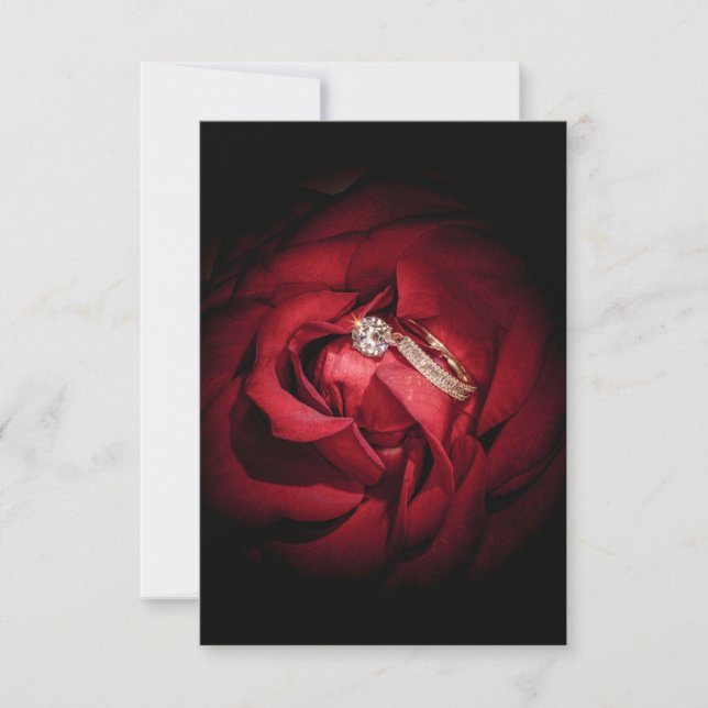 1178-Rote Rose mit Hochzeitsrennen Einladung (Vorderseite)