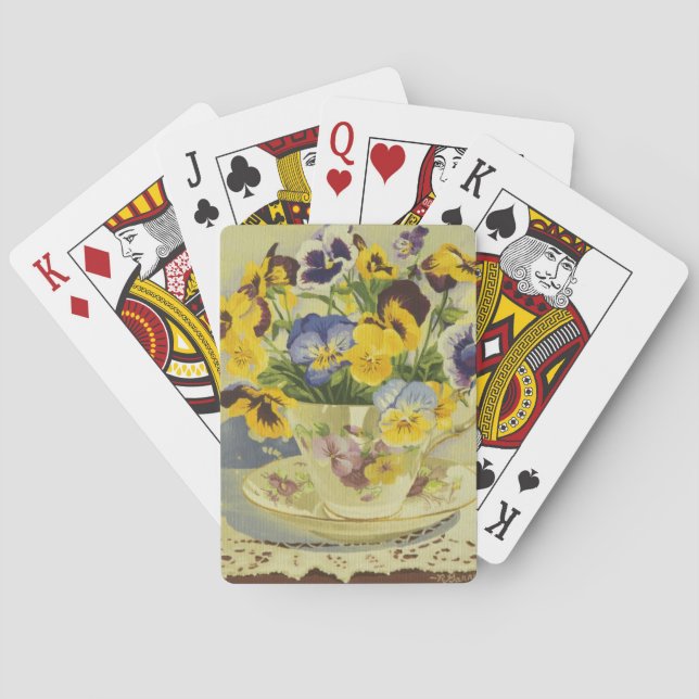 1187 Stiefmütterchen in Teetasse Spielkarten (Rückseite)
