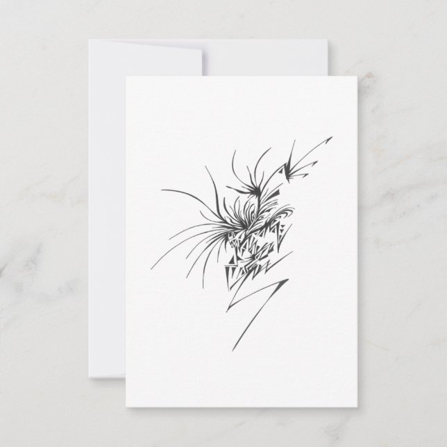 118 Black White Abstract Tribal Tattoo Art Dankeskarte (Vorderseite)