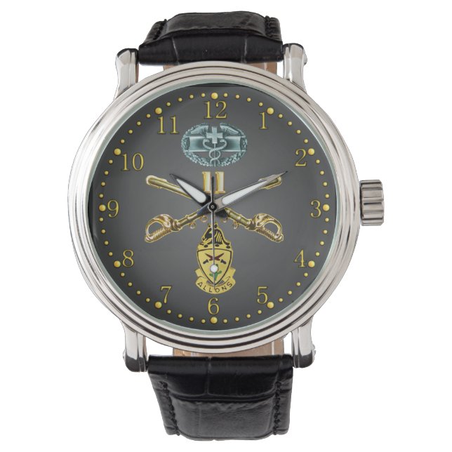 11. ACR Crossed Rifles, CMB und Unit Wappen Watch Armbanduhr (Vorderseite)