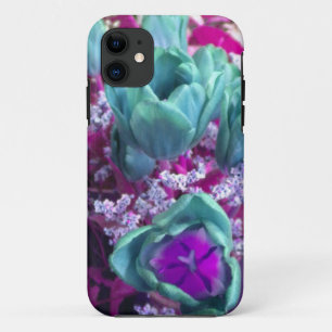 11 Aquamarine N Purple Tulips iPhone 5 coque