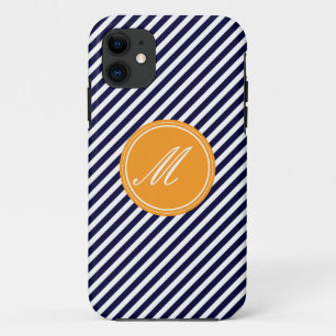 11 Bleu Marine & Blancs avec Monogram iPhone 5 Coque