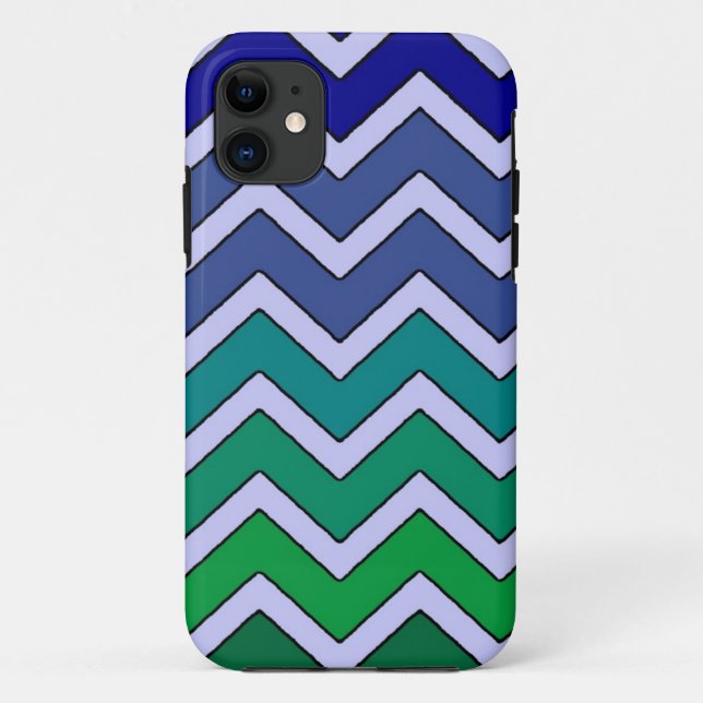 11 Bleu vert fade chevron style iphone 5 coque (Dos)