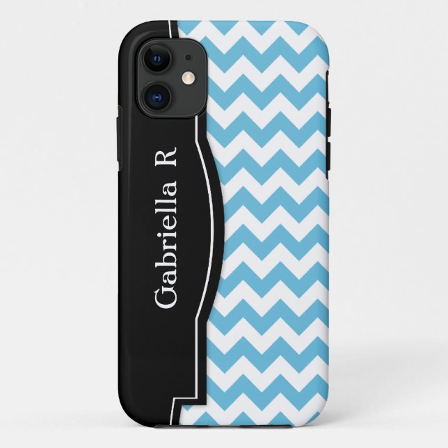 11 Blue Chevron Black Frame iPhone 5 coque (Dos)