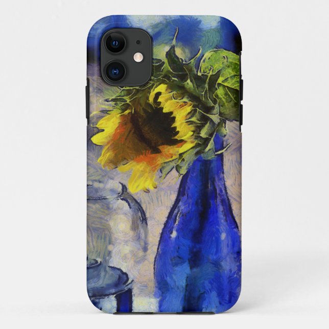 11 Blue & Yellow Sunflower iPhone 5 Coque (Dos)
