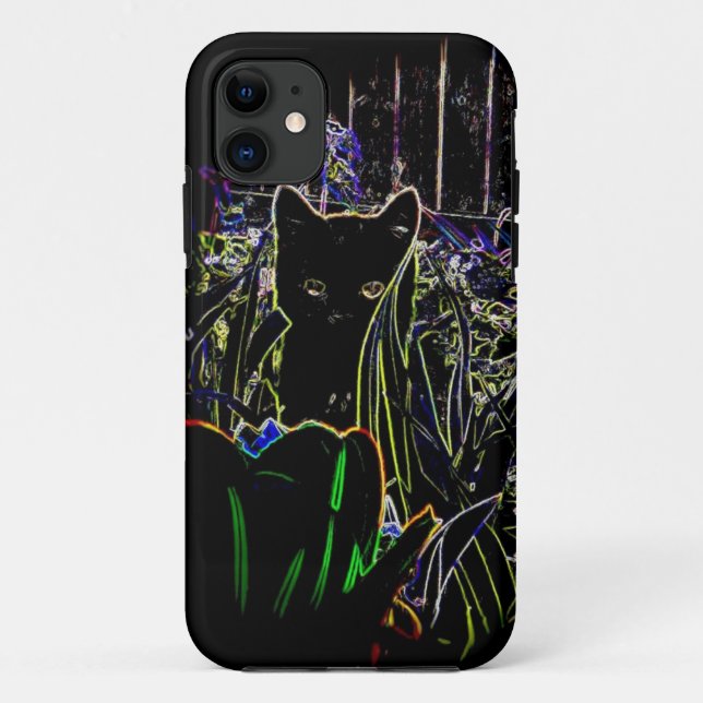 11 Chat noir dans un Neon Garden iPhone 5 coque (Dos)