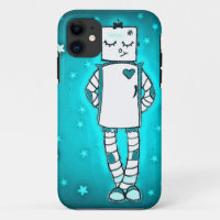Coque iphone de fille robotique bleue