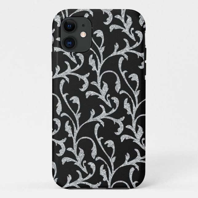 11 Coque iphone floral Parties scintillant noire et a (Dos)