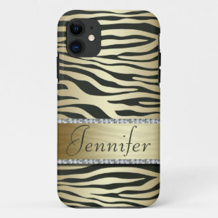 11 Coque iphone orné de bijoux d'impression de zèbr
