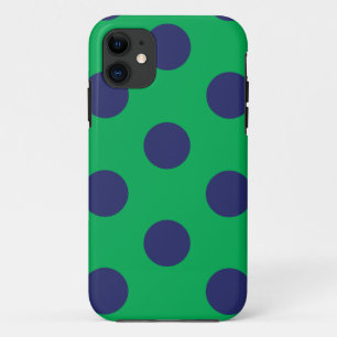11 coque iphone Polka Dot Vert et bleu marine