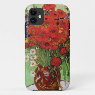 11 Coque iphone rouge de pavots et de marguerites de