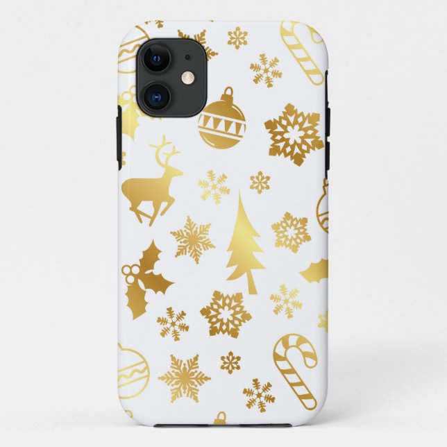 11 Élégant coque iphone d'impression Gold Christmas (Dos)