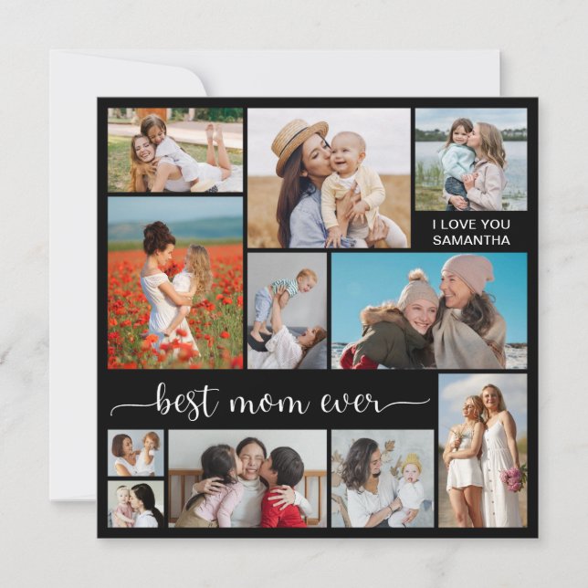11 Foto Collage Beste Mama je Grußkarte (Vorderseite)