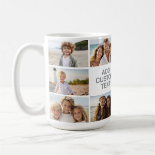 11 Foto-Collage - Grau und Weiß mit Text Kaffeetasse