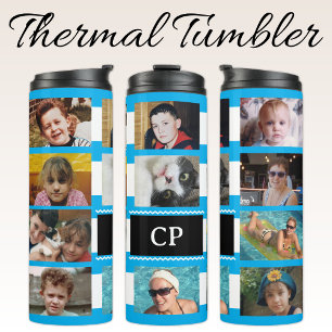 11-Foto-Collage Initialen blau weiß Thermosbecher