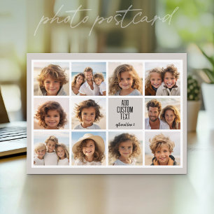 11 Foto-Collage - Modernes Minimal-Weiß auf Taupe Postkarte