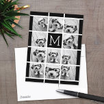 11 Foto Collage Monogram KANN FARBE BEARBEITEN Postkarte<br><div class="desc">Verwenden Sie bis zu elf quadratische oder selbstständige Fotos,  um ein einzigartiges und persönliches Geschenk zu kreieren. Oder man behalte den Hipster Welpe und macht einen trendigen Sake. Wenn Sie die Bilder anpassen müssen,  klicken Sie auf das Werkzeug anpassen,  um Änderungen vorzunehmen.</div>