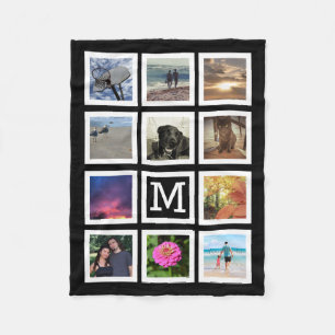 11 Foto-Collagen-Mosaik-Quadrat-Rahmen-Monogramm Fleecedecke