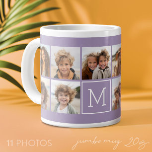 11 Foto-Gitter-Collage mit Monogramm Jumbo-Tasse