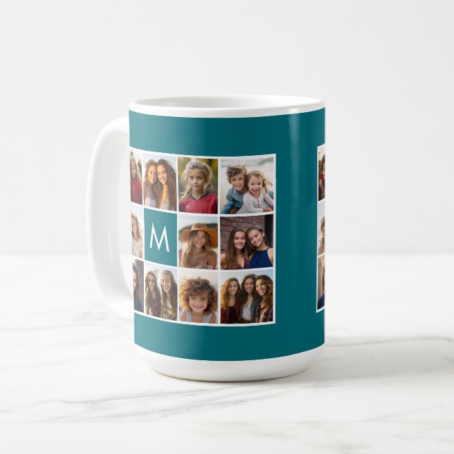 11 Foto-Gitter-Collage mit Monogramm Kaffeetasse (Vorderseite Links)