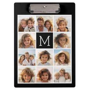 11 Foto-Gitter-Collage mit Monogramm Klemmbrett