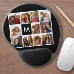 11 Foto Instagram Collage Custom Black Monogram Gel Mousepad<br><div class="desc">Schwarz und Weiß - Verwenden Sie bis zu 11 quadratische Fotos,  um ein einzigartiges und persönliches Geschenk zu kreieren. Oder man behalte den Hipster Welpe und macht einen trendigen Sake. Wenn Sie die Bilder anpassen müssen,  klicken Sie auf das Werkzeug anpassen,  um Änderungen vorzunehmen.</div>